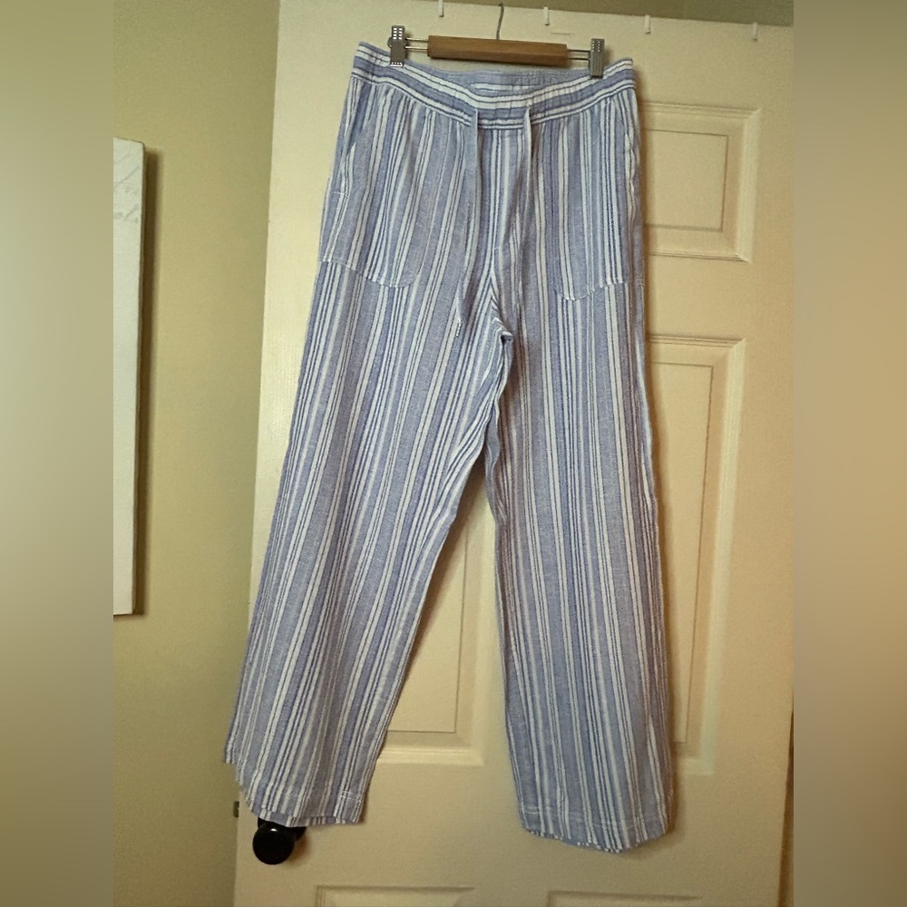 GAP Striped Blue and White Wide-Leg Pants
